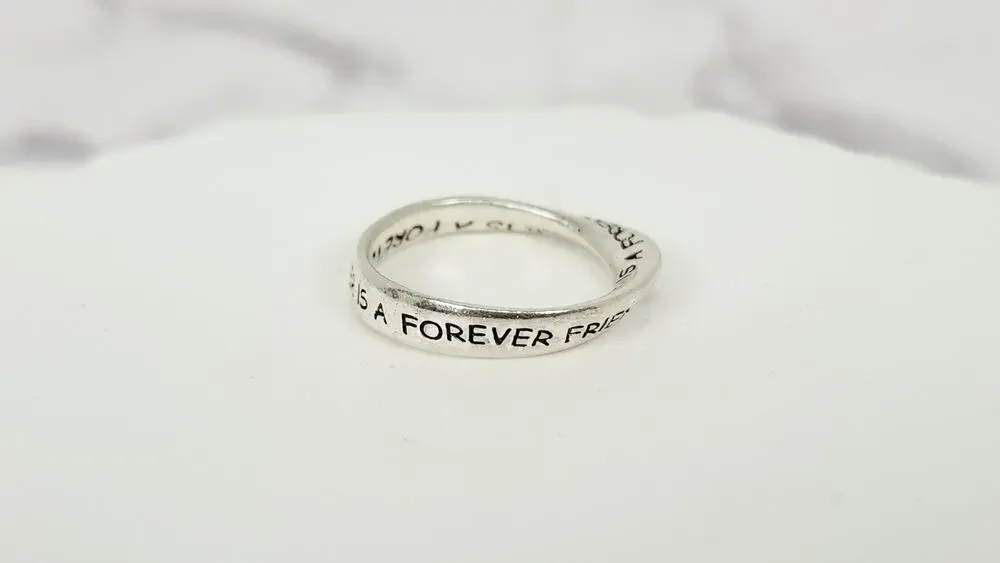 Vintage 925 Sterling Silver Möbius Infinity Sister Friend Inscribed Band Ring